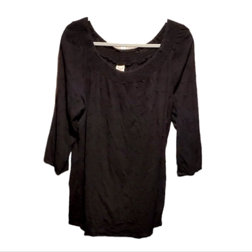Faded Glory Cotton Black Pullover Tunic Blouse Top Size XXL Women